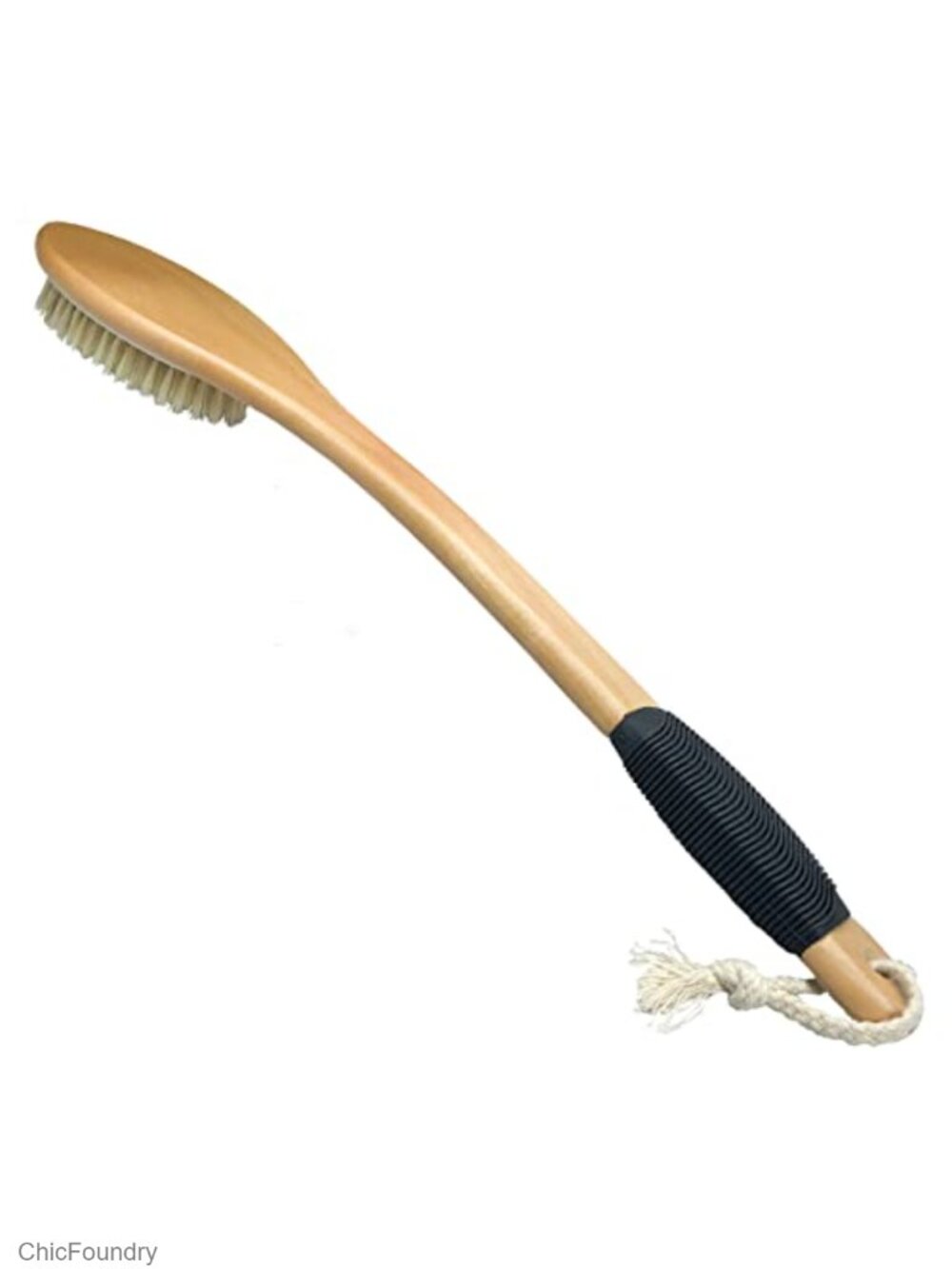 Wooden Curved Long Handle Bath Brush Antiskid Shower Exfoliating